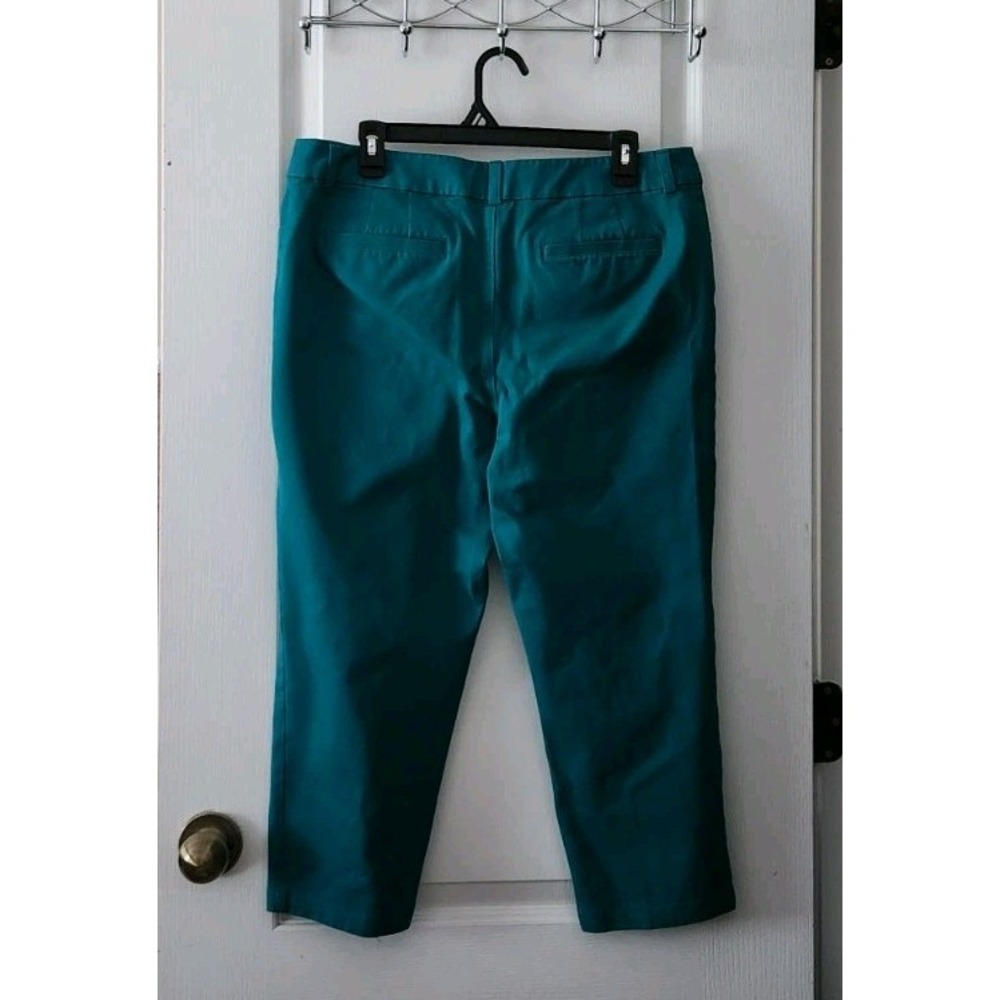 Chico's Women's Capri Pants Stretch Mid-Rise Pockets Green  Cotton Size‎ L(12) - Picture 5 of 10
